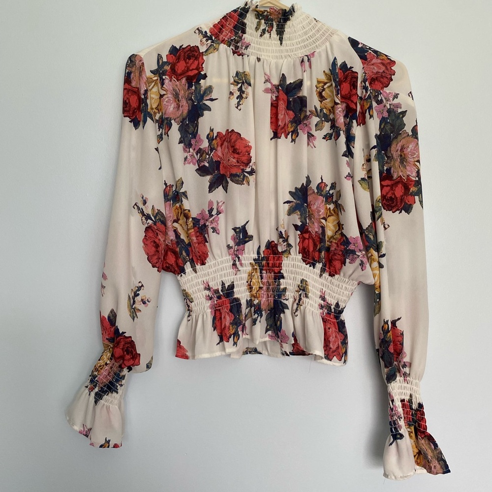 Floral Crop Peplum Top